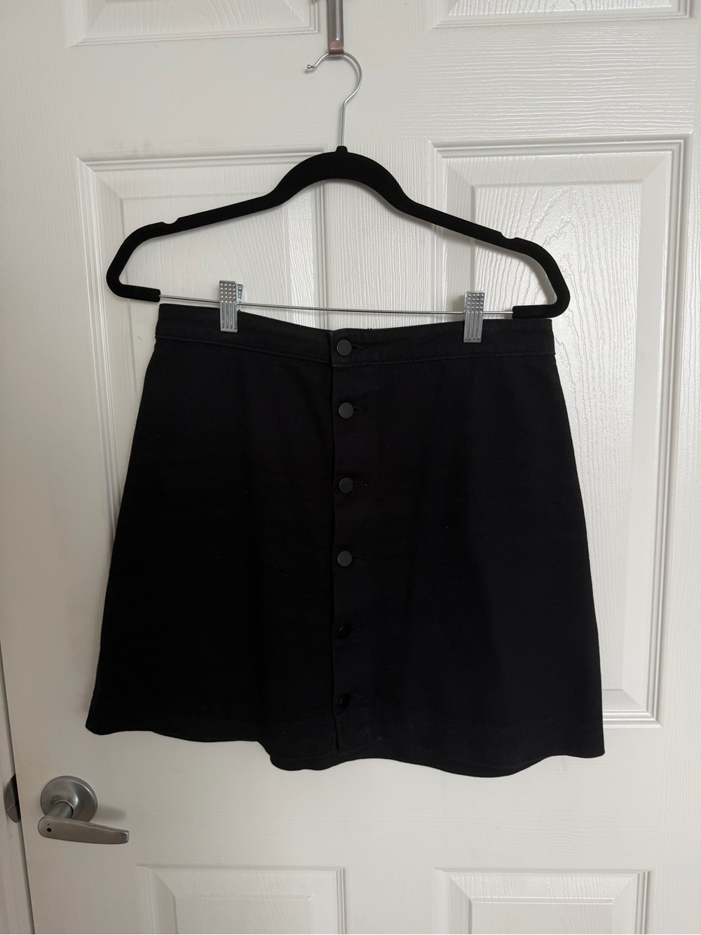 American Apparel Black Button-Front Mini Skirt